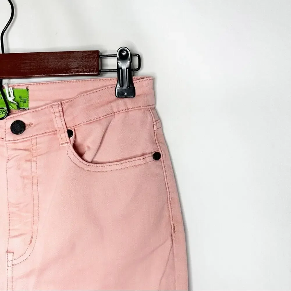 SANDRINE ROSE High Waisted Skinny Jeans Embroidered Palm Tree in Petal NWT - 28 - Picture 5 of 9